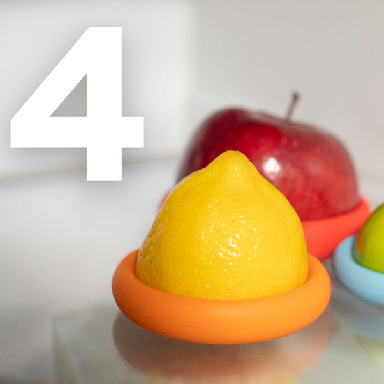 Food Huggers 2pc Reusable Silicone Citrus Savers | BPA Free & Dishwasher  Safe | Fruit Produce Storage for Orange, Lemon, Lime, Banana, Cans & More |  2