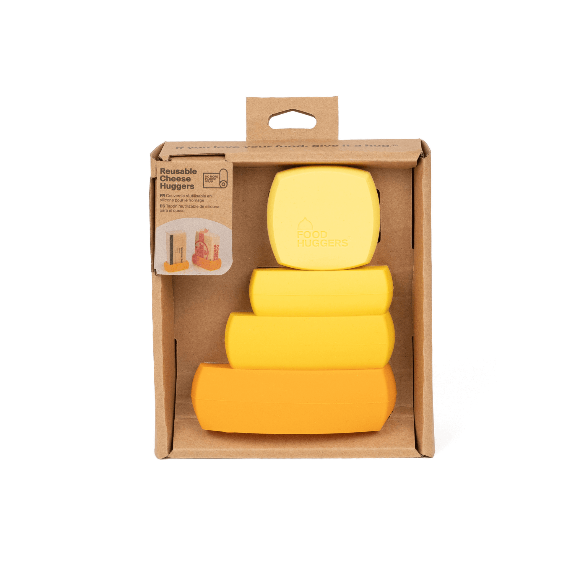Bundle of five reusable Cheese Huggers in their packaging, the perfect alternative to plastic wrap