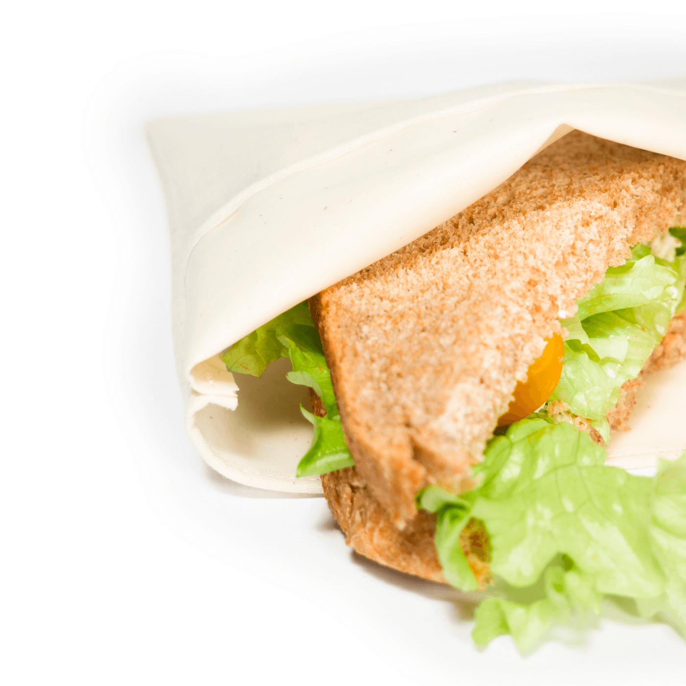 Reusable silicone cotton bag that preserves a sandwich to achieve zero waste