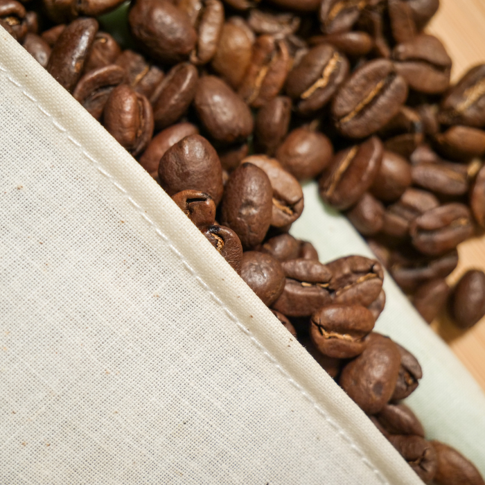 Coffee beans protected by a brown bag perfect alternative to plastic wrap